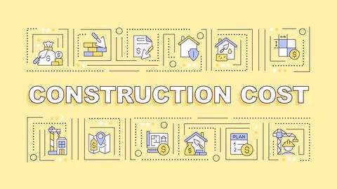 2D construction cost text with multicolor thin line icons Ilustración de archivo