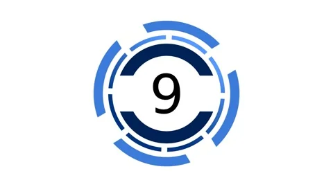 2D Countdown 10 Seconds Futuristic Circle Rotating Elements Animation Stock Footage 292491838