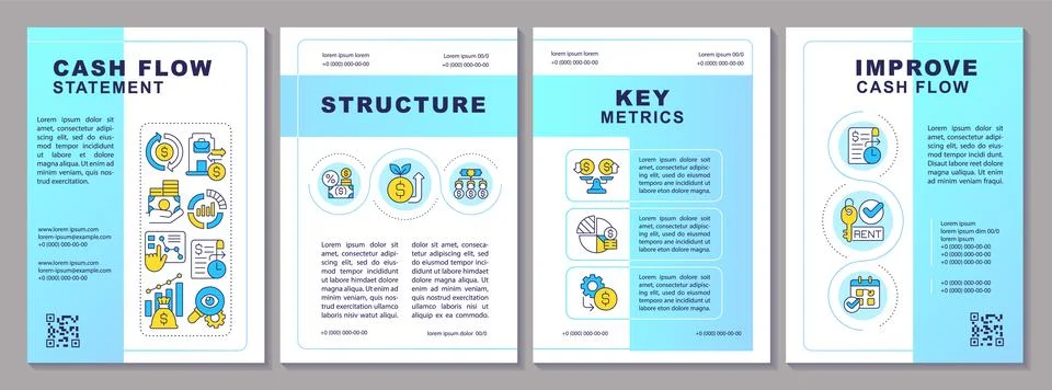 2D creative brochure with cash flow line icons 스톡 일러스트