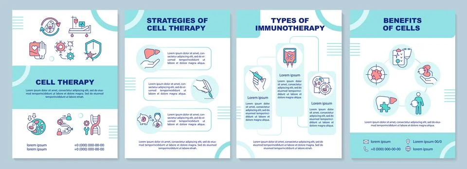 2D creative brochure with cell therapy line icons Stock-Illustration