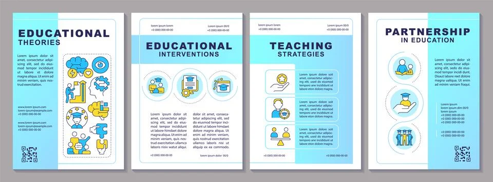 2D creative brochure with learning theories line icons Stock Illustration