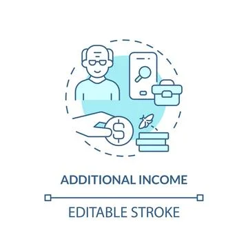 2D customizable additional income blue icon concept Stock Illustration