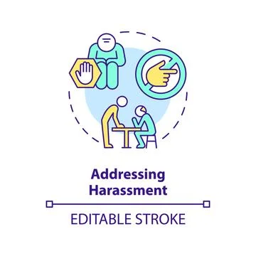 2D customizable addressing harassment line icon concept Stock Illustration
