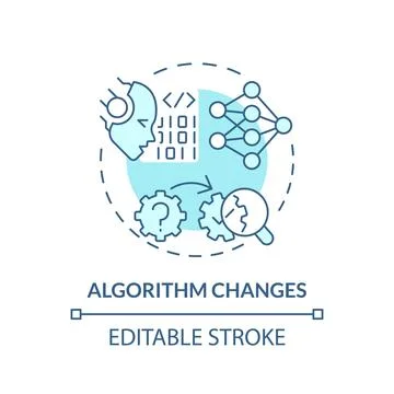 2D customizable algorithm changes line icon concept Stock Illustration