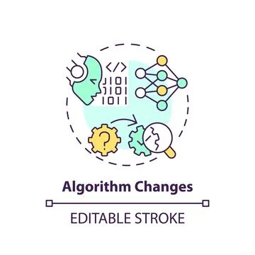 2D customizable algorithm changes line icon concept Stock Illustration