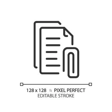2D customizable attachment thin linear black icon Stock Illustration