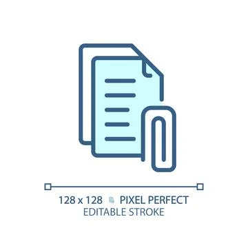 2D customizable attachment thin linear blue icon Stock Illustration