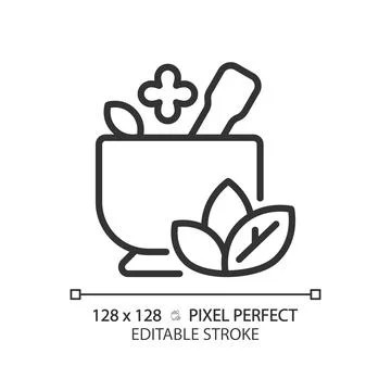 2D customizable ayurveda black linear icon Illustrazione stock