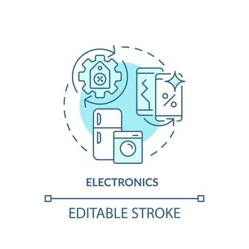 2D customizable blue linear electronics icon concept Illustrazione stock