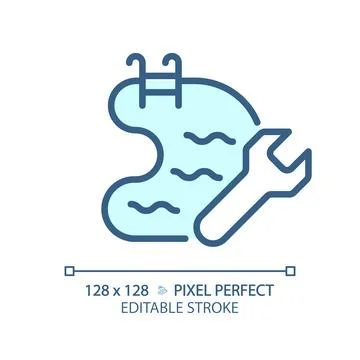 2D customizable blue swimming pool maintenance icon Illustrazione stock