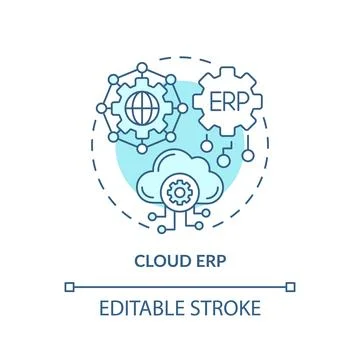 2D customizable cloud ERP blue icon concept Stock Illustration