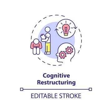 2D customizable cognitive restructuring line icon concept Stock Illustration