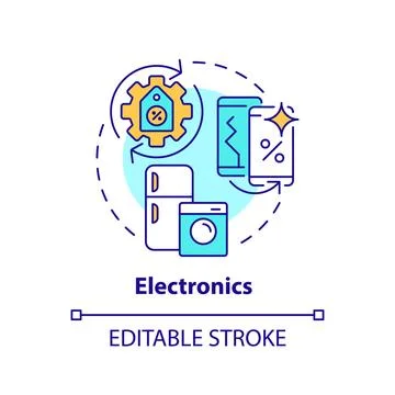 2D customizable colorful linear electronics icon concept Illustrazione stock