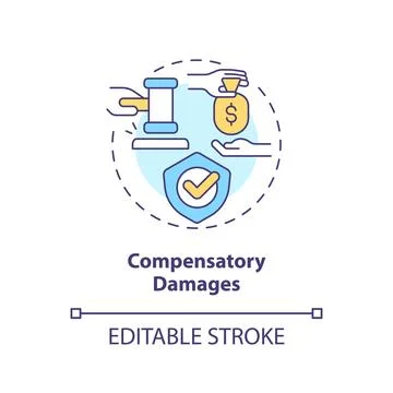 2D customizable compensatory damages line icon concept Stock Illustration