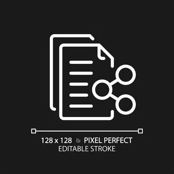 2D customizable document sharing thin linear white icon 库存插图