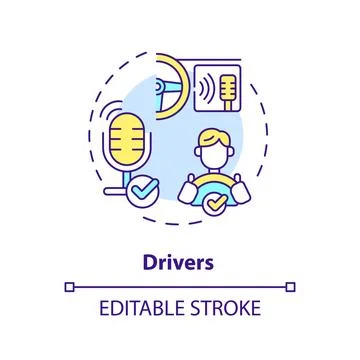 2D customizable drivers line icon concept 스톡 일러스트