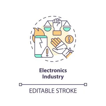 2D customizable electronics industry line icon concept Stock Illustration