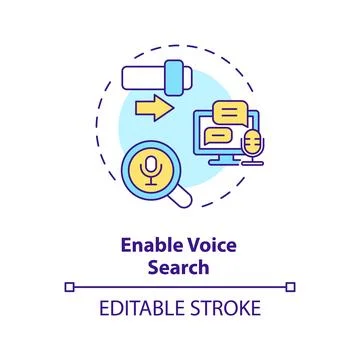 2D customizable enable voice search line icon concept 스톡 일러스트