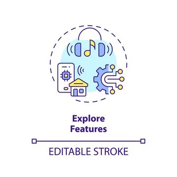 2D customizable explore features line icon concept Stock Illustration