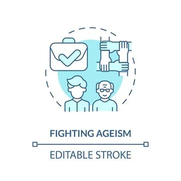 2D customizable fighting ageism blue icon concept Stock Illustration