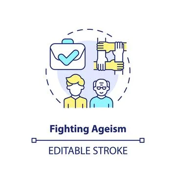 2D customizable fighting ageism line icon concept Stock Illustration