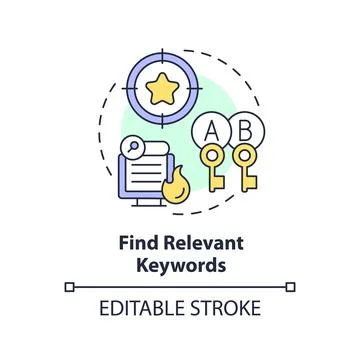 2D customizable find relevant keywords line icon concept Stock Illustration