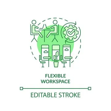 2D customizable flexible workspace line icon concept Stock Illustration