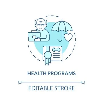 2D customizable health programs blue icon concept Stock Illustration