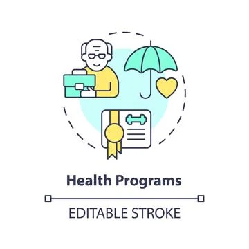 2D customizable health programs line icon concept Stock Illustration