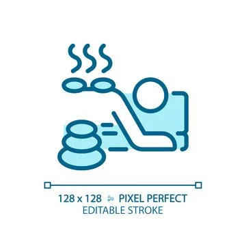 2D customizable hot stone therapy linear icon Stock-Illustration