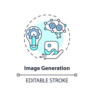 2D customizable image generation line icon concept Stock Illustration