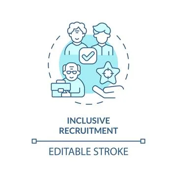 2D customizable inclusive recruitment blue icon concept Stock Illustration