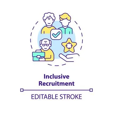 2D customizable inclusive recruitment line icon concept Stock Illustration