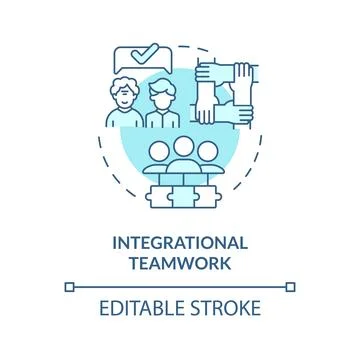2D customizable integrational teamwork blue icon concept Stock Illustration