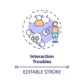 2D customizable interaction troubles line icon concept Stock Illustration