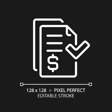 2D customizable invoice thin linear white icon Stock Illustration