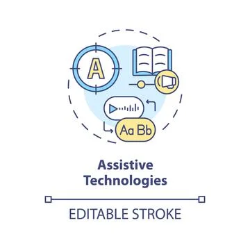 2D customizable line icon assistive technologies concept 스톡 일러스트