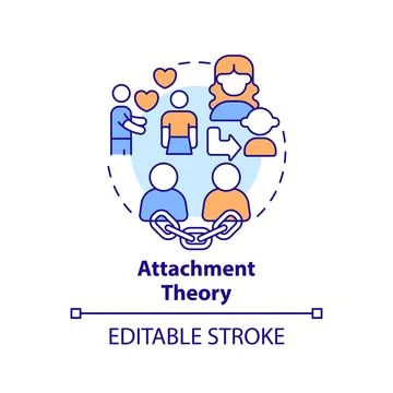 2D customizable line icon attachment theory concept Stock Illustration