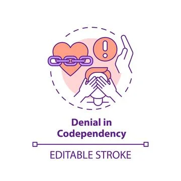 2D customizable line icon denial in codependency concept Stock Illustration