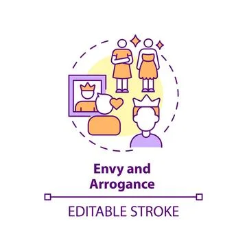 2D customizable line icon envy and arrogance concept Stock Illustration