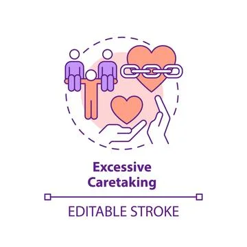 2D customizable line icon excessive caretaking concept Stock Illustration