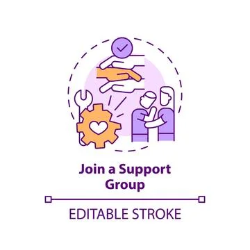 2D customizable line icon join a support group concept Stock Illustration