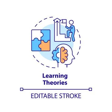 2D customizable line icon learning theories concept Stock Illustration