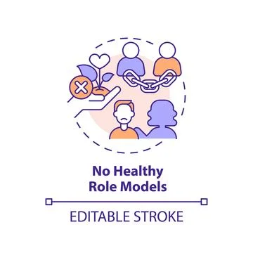 2D customizable line icon no healthy role models concept Stock Illustration