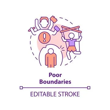 2D customizable line icon poor boundaries concept Stock Illustration