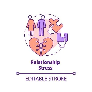 2D customizable line icon relationship stress concept Stock Illustration