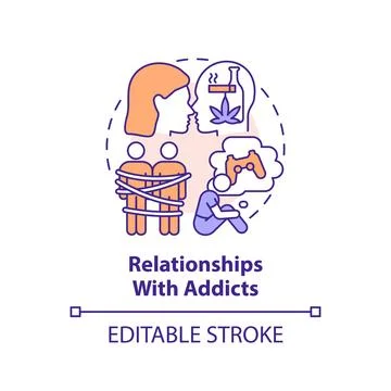 2D customizable line icon relationships with addicts concept Stock Illustration
