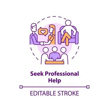 2D customizable line icon seek professional help concept Stock Illustration