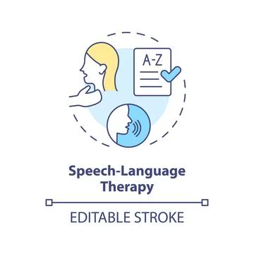2D customizable line icon speech language therapy concept 库存插图