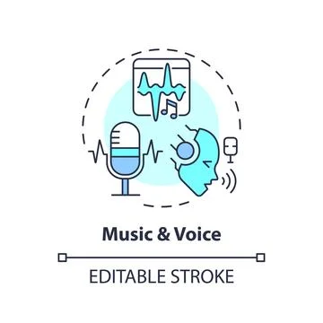2D customizable music and voice line icon concept Stock Illustration